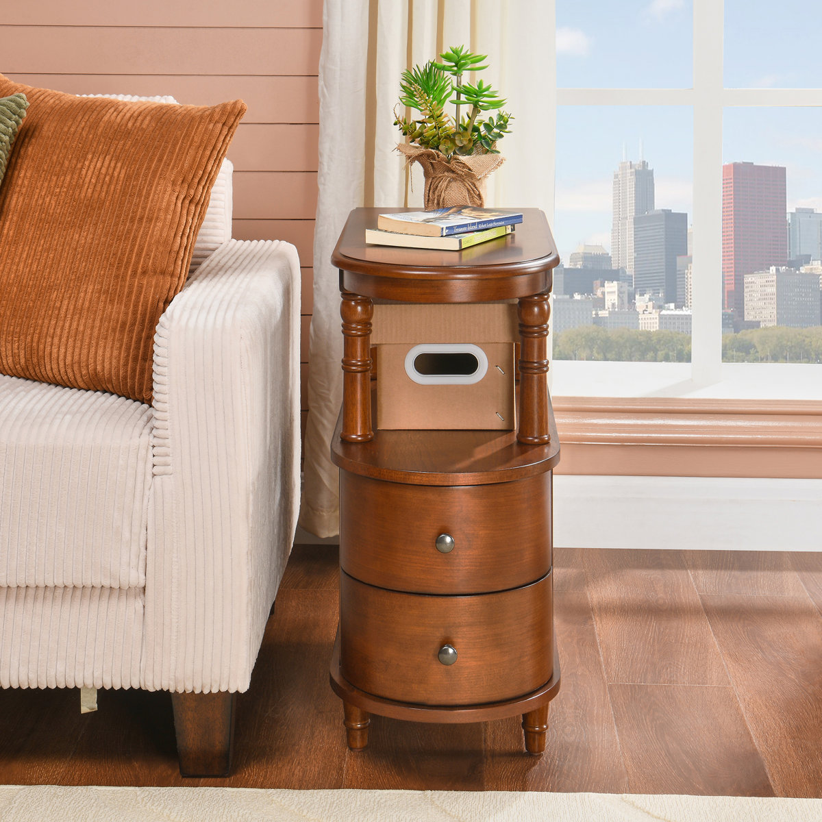 Ophelia &amp; Co. Wood Narrow End Table With Drawers And Shelf &amp; Reviews ...